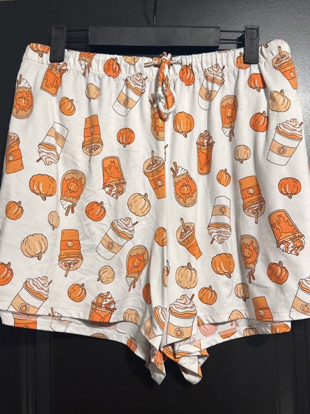 Halloween Pumpkin Spice Latte Print Lounge Shorts